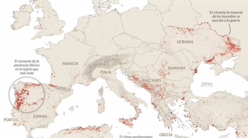 foto mapa de incendios en europa 2026