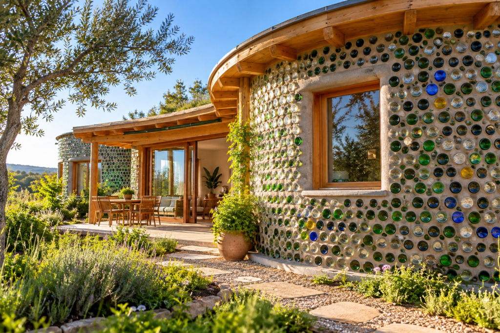 Construir con botellas: cuando los residuos se transforman en arquitectura sustentable casa ecológica de botellas en el jardín
